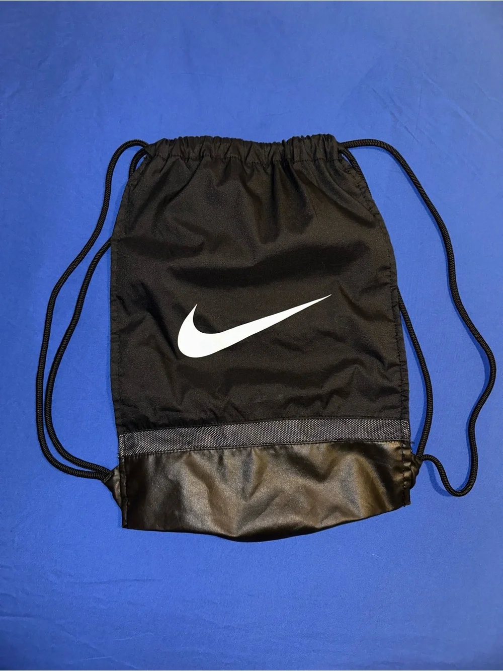 Nike Black Drawstring Gym Sack with White Swoosh Accent